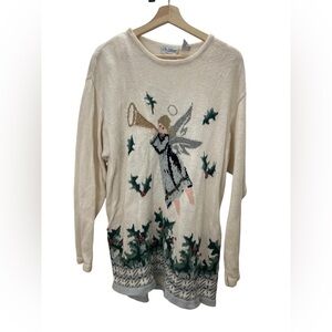Vintage 90s Angel Knit Christmas Sweater Size XL